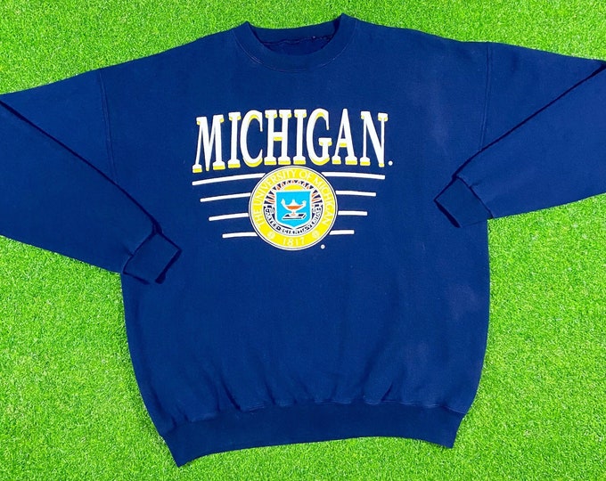 Vintage University of Michigan Spell Out Xtra Xtra Large Crewneck Sweatshirt Sweater Comfy 1990s Warm Big House Detroit 90s XXL Oversized 2X
