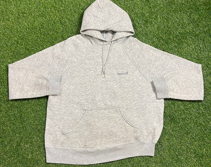 Vintage Track and Court Hoodie Sweatshirt Size Medium M Quality 1980s Tri Blend Comfy Great Fit Original 80s Pull Over