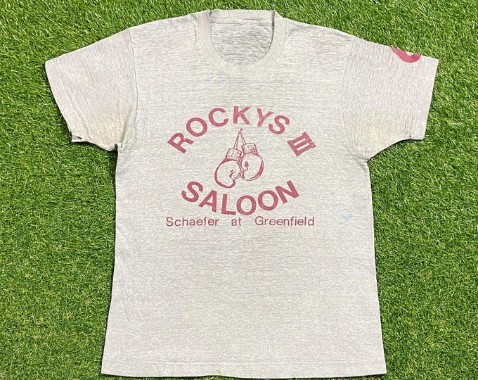 Vintage Rocky's III Saloon T Shirt Tee Size Small S Boxing Film Classic Movie Sylvester Stallone 1980s 80s