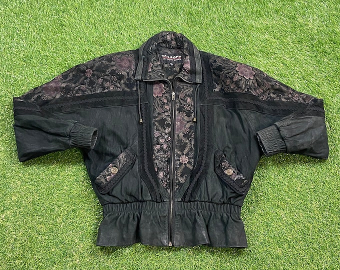 Vintage Black Wilsons Leather Jacket Size Xtra Small XS The Leather Experts American Apparel Cozy Very Warm Coat
