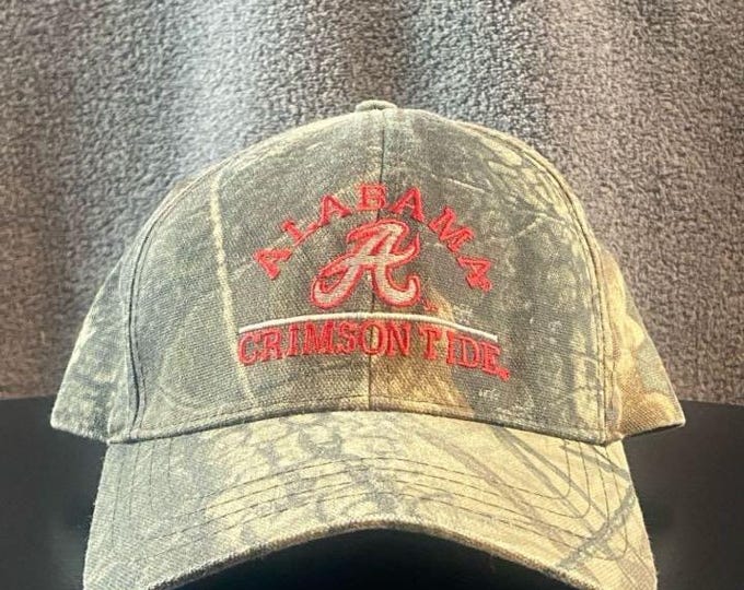 Vintage University of Alabama Crimson Tide Strap Back Hat OSFA NCAA College Football Roll Tide SEC Bama Camo Cap 1990s 90s