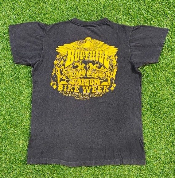 LegacyVintage99 Vintage Boot Hill Saloon Daytona Beach Florida T Shirt Tee Small S Harley Davidson Hog 3D Eagle Motorcycle Truckers Biker 1980s 80s 1985