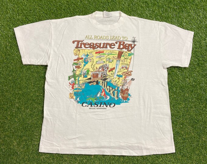Vintage Treasure Bay T Shirt Tee Size Xtra Large XL Grand Casino Biloxi Mississippi Gambling Tourist Visitor 1990s 90s