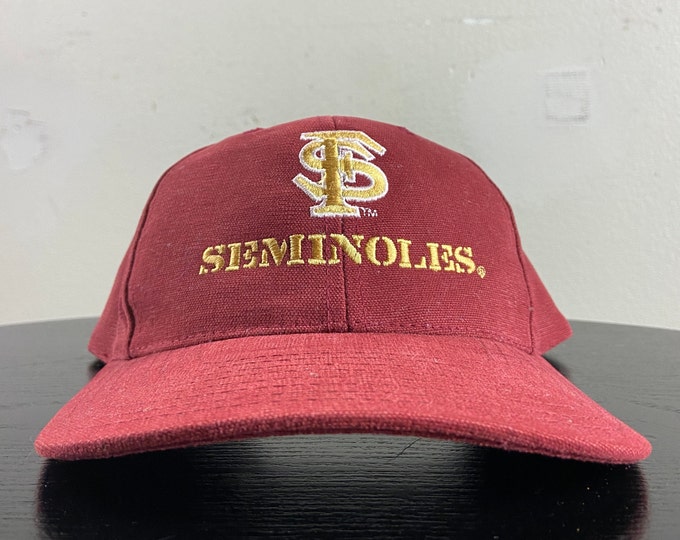 Vintage Florida State University Strap Back Hat Cap OSFA Seminoles NCAA College Football FSU Tallahassee 1990s 90s