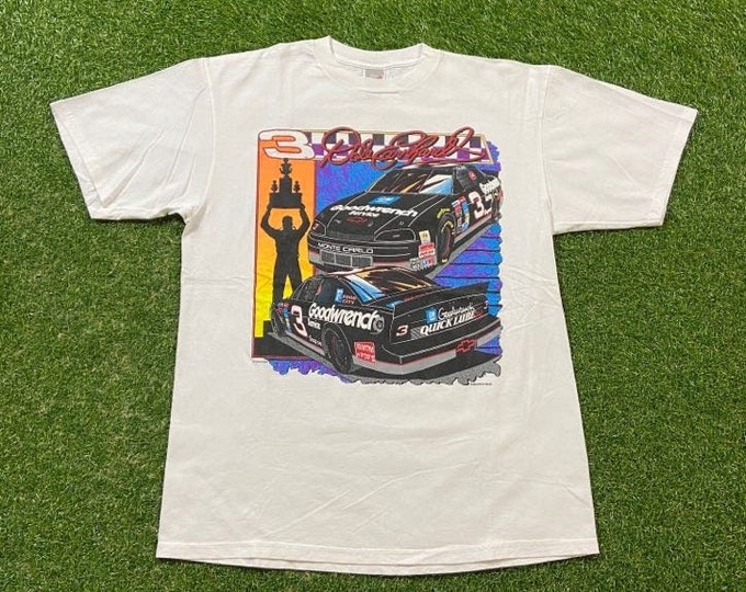 Vintage Dale Earnhardt 3 T Shirt Tee Jerzees Size Xtra Large XL NASCAR Winston Cup GM Goodwrench Service 1990s 90s All Over Racing