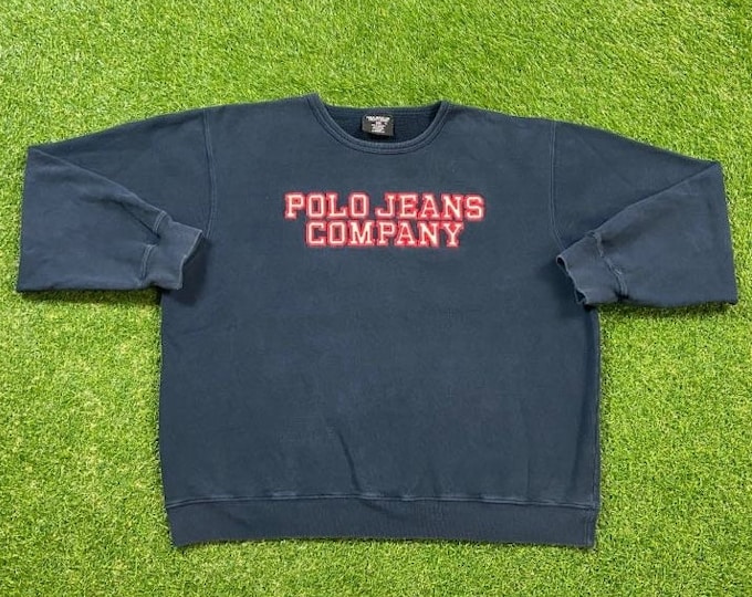 Vintage Polo Jeans Crewneck Sweatshirt Size Xtra Large XL Ralph Lauren RL 1990s 90s Pull Over Oversized Comfy Cozy