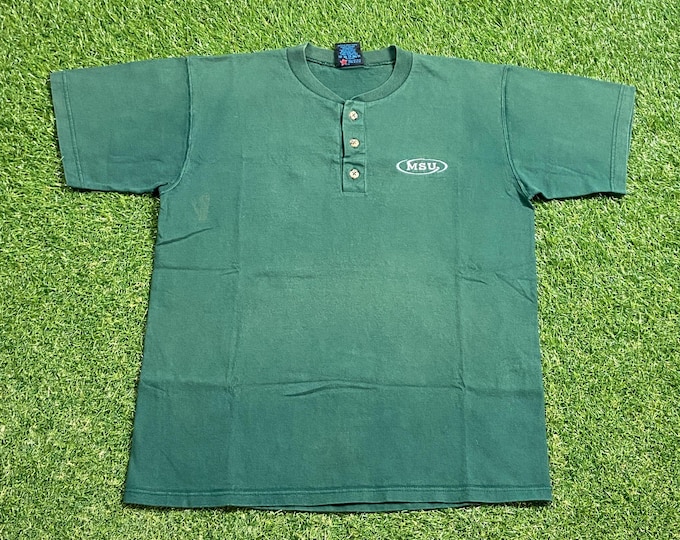 Vintage University of Michigan State Spartans T Shirt Tee Made USA Size Medium M NCAA College Football Detroit MSU 1990s 90s