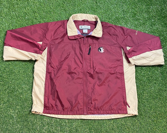 Vintage Florida State University Seminoles Windbreaker Jacket Columbia Size XXL 2XL NCAA College Football FSU 1990s 90s Light Rain Coat