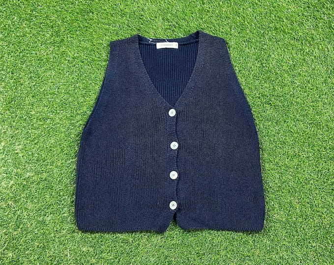 Vintage Blue Vest Sweater Iceberg Made in Italy Size Small S 1980s 80s School Teacher Hipster