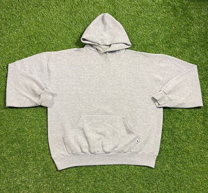Vintage Plain Gray Russell Athletic Hoodie Sweatshirt Size