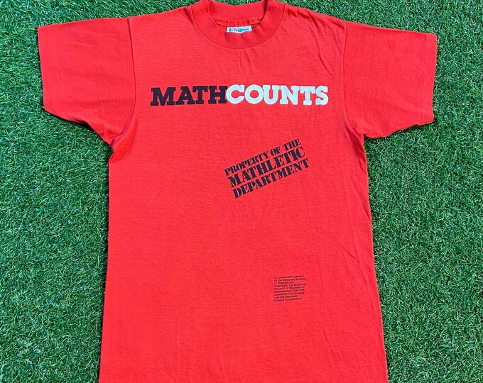 Vintage Math Counts T Shirt Tee Hanes Made USA Size Small S Mathletic Department Physics Education School 1990s 90s