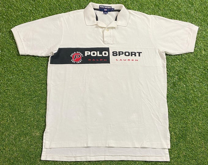 Vintage Polo Sport Ralph Lauren Polo Shirt Size Large L Quality RL American Apparel Polo Bear 1990s 90s