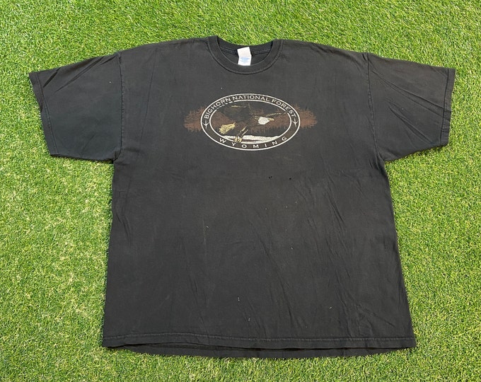 Vintage Wyoming T Shirt Tee M&O Knits Size XXL 2XL Jackson Hole Yellowstone Bighorn National Forrest 1990s 90s