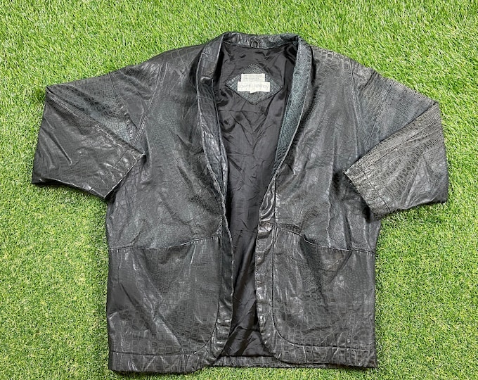 Vintage Black Leather Jacket Lowell & Whitney Size Medium M Great Quality 1980s 80sCozy Warm Coat