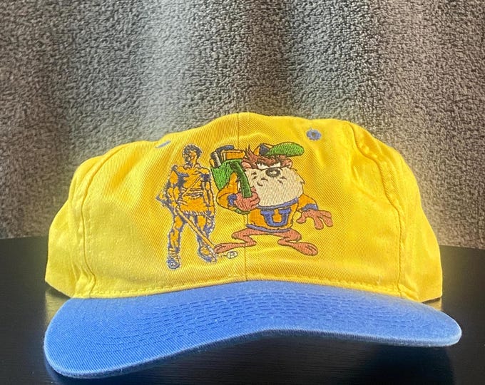 Vintage University of West Virginia Snapback Hat OSFA Mountaineers WVU Ncaa College Football Taz Tasmanian Devil Looney Tunes 1990s 90s