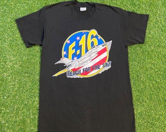 Vintage Advanced Tactical Fighter F-16 T Shirt Tee Stedman Made USA Size Large L Aircraft US Air Force Military Paper Thin 80s 1980s