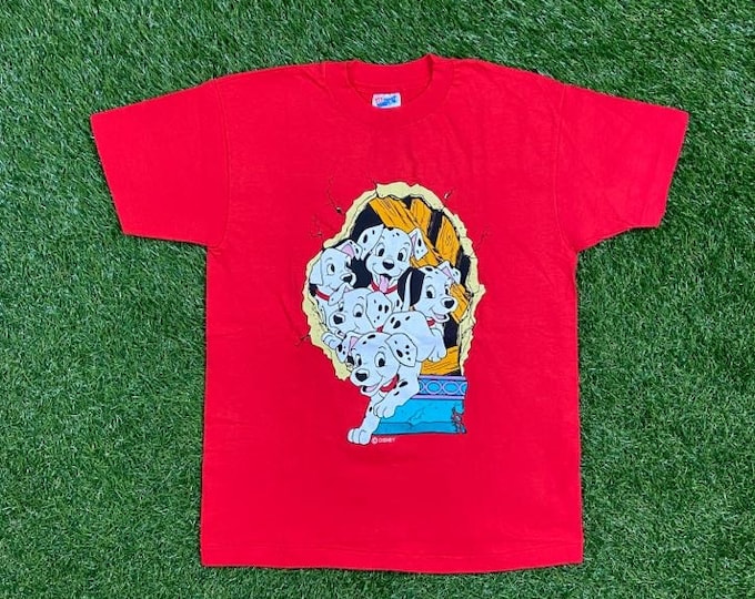 Vintage 101 Dalmatians T Shirt Tee Hanes Made USA Size Large Walt Disney Cruella De Vil 1996 90's Animated Movie Youth Children Childs NEW