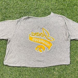 Vintage University of Iowa Hawkeyes Crop Top T Shirt Tee Size Youth Medium NCAA College Football 1990s 90s