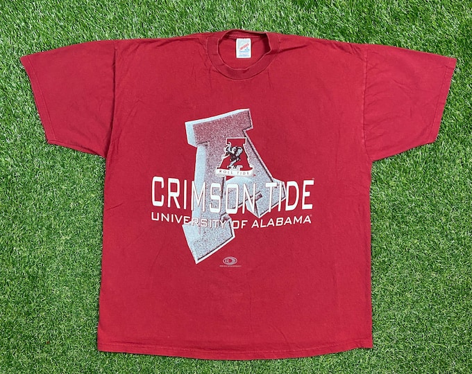 Vintage University of Alabama Crimson Tide T Shirt Tee Jerzees Made USA Size XXL 2XL NCAA College Football 1990s 90s