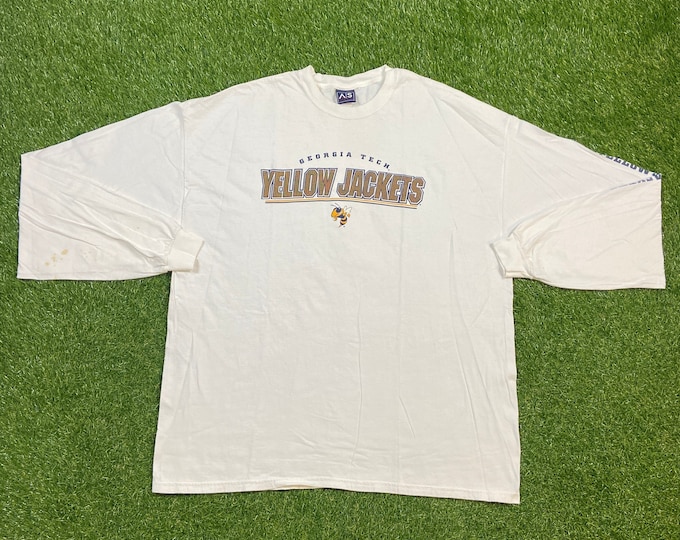 Vintage Georgia Tech Long Sleeve Shirt AS Sport Size XXL 2XL Atlanta Yellow Jackets NCAA College Basketball Classic 1990s 90s