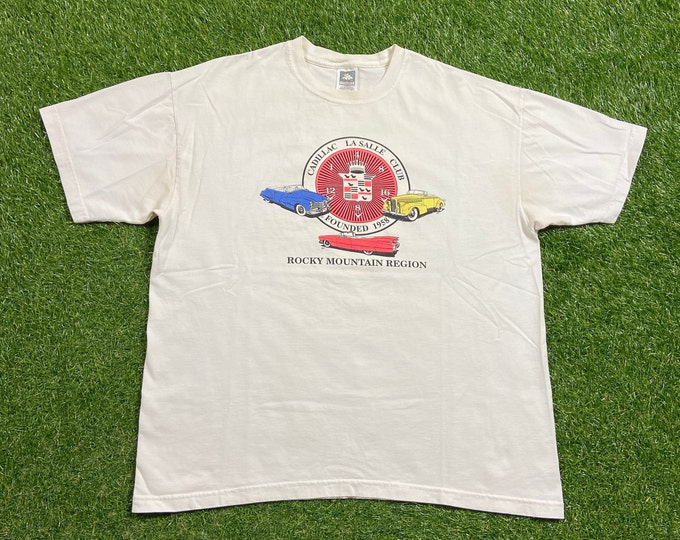 Vintage Cadillac La Salle Club T Shirt Tee Made USA Size Xtra Large XL Vintage Classic Car Speedway Motorsports 1990s 90s