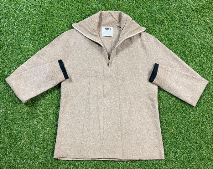 Vintage DKNY Zip Up Sweater Size Small S Donna Karan New York American Fashion House New York NYC Classic Apparel 1990s 90s Pull Over SAMPLE