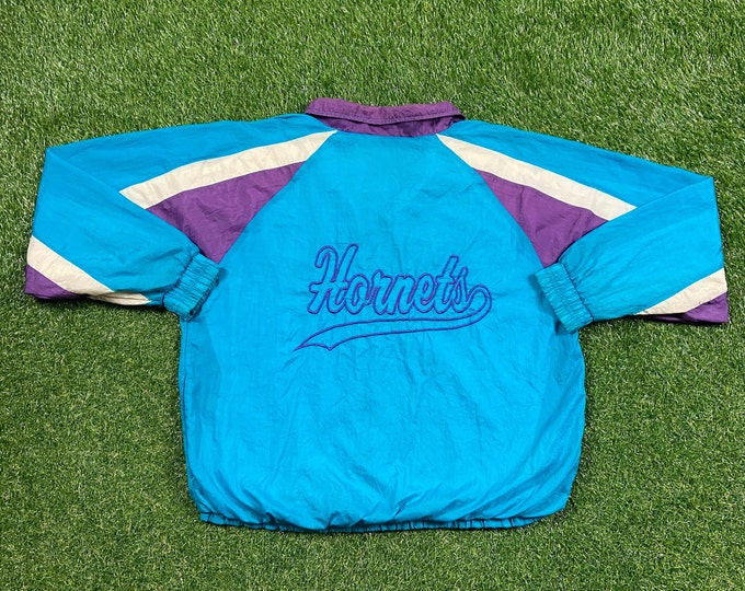 Vintage Charlotte Hornets Jacket Competitor Size Large L NBA Basketball North Carolina NC J Cole Windbreaker Light Rain Coat