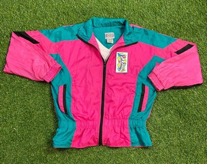 Vintage Graphic Windbreaker Zip Up Jacket Size Large L Multicolor Streetwear Sport Active Wear Classic Light Rain Coat 1990s Brand New Tags