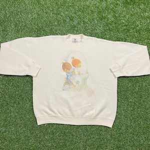 Vintage Classic Cartoon Crewneck Sweatshirt Fruit of the Loom Made USA Size Xtra Large XL Pull Over Precious Moments 1990s 90s