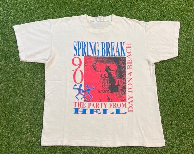 Vintage Spring Break 90 T Shirt Tee Made USA Size Xtra Large XL Daytona Beach Florida FL 1990s 90s