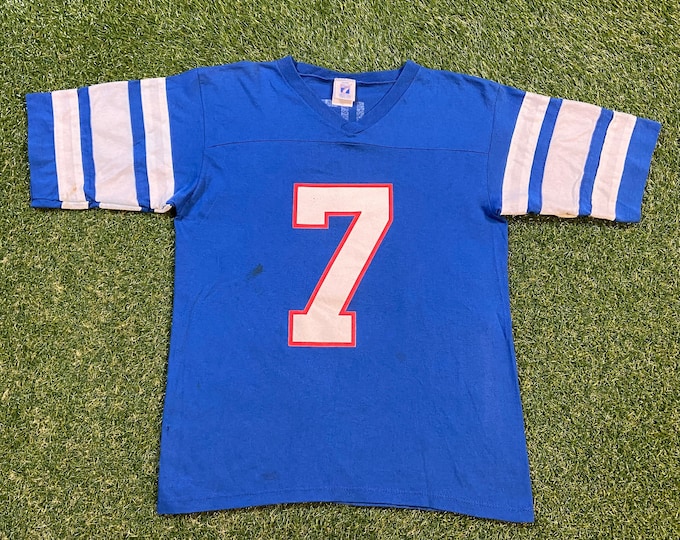 Vintage Buffalo Bills Doug Flutie T Shirt Jersey Tee Logo 7 Made USA Size Medium M NFL Football New York Ny 1990s 90s Mafia