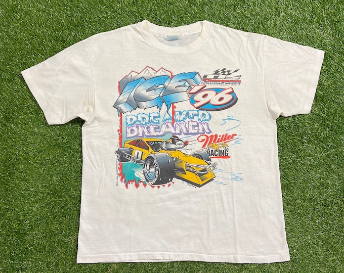 Vintage International Speedway T Shirt Tee Size Large L Miller Racing Daytona 500 NASCAR Motorsports 1990s 90s