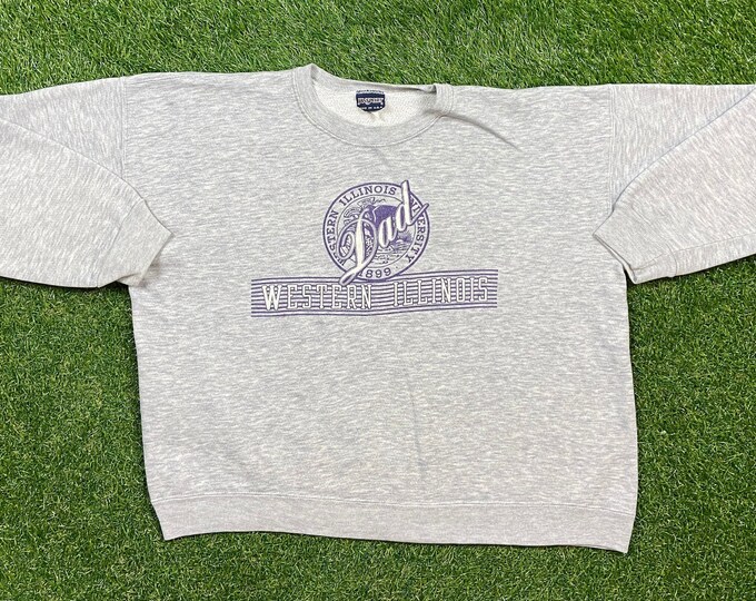 Vintage Western Illinois University Dad Crewneck Sweatshirt Jansport Made USA Size XXL 2XL Classic College Pull Over Tri Blend Rayon