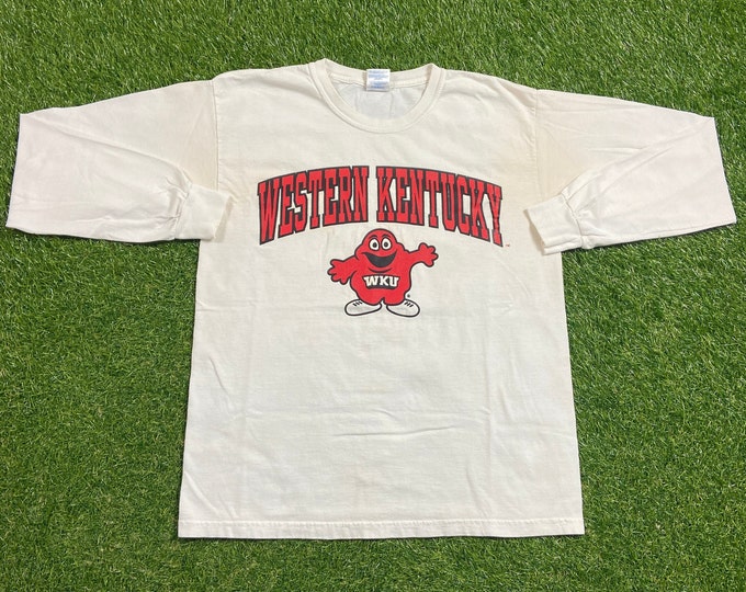 Vintage University of Western Kentucky Long Sleeve Shirt Size Medium M Bowling Green NCAA College Football 1990s 90s