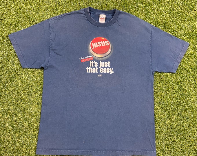 Vintage Jesus It's Just That Easy T Shirt Tee Size Xtra Large XL Church Sunday Service Salvation Praise 1990's 90's Christian God