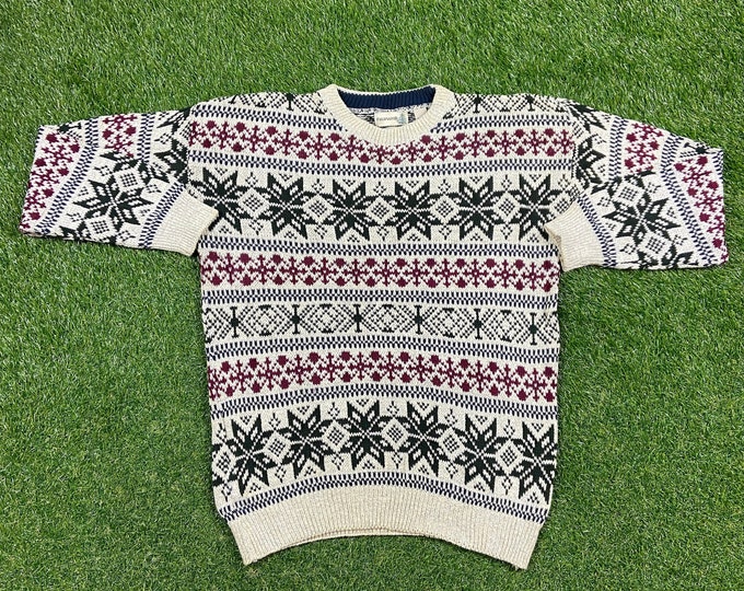 Vintage Field Master Knitted Crewneck Sweater Made USA Size Xtra Large XL Quality Cool Pattern Warm Winter Fashion Pull Over Oversized 1980s