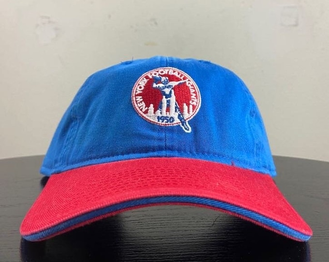 Vintage New York Giants Strap Back Hat Reebok OSFA NFL Football NYC Big Blue Eli 1990s 90s