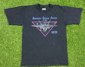 Vintage Advanced Tactical Fighter F-22 T Shirt Tee Oneita Made USA Size Large L Aircraft US Air Force Military