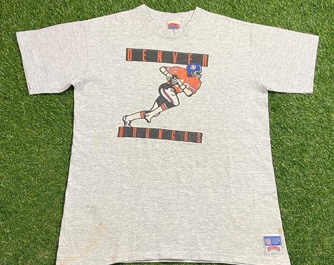 Vintage Denver Broncos T Shirt Tee Made USA Size Xtra Large XL NFL Football Colorado John Elway Super Bowl 1990s 90s