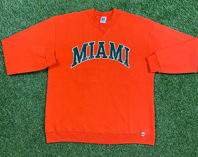 Vintage University of Miami Hurricanes Crewneck Sweatshirt Made USA Size Xtra Large XL 305 The U Miami Style Florida NCAA College Football