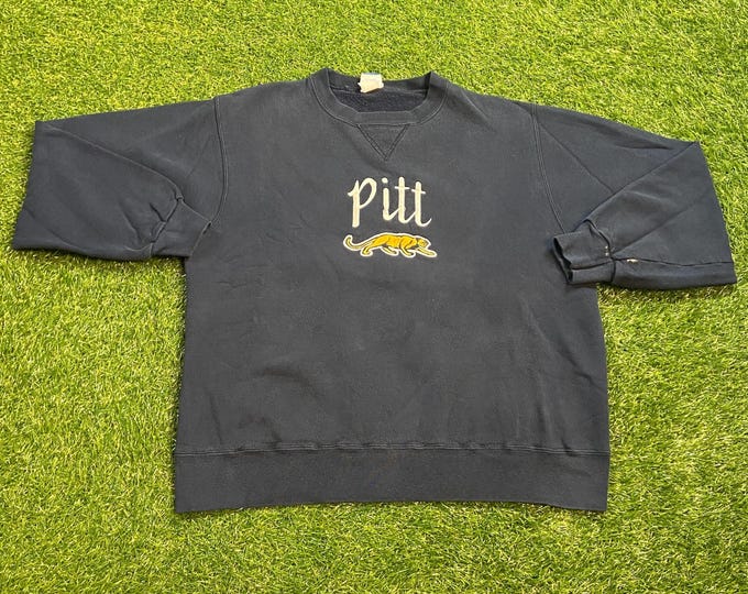 Vintage University of Pittsburgh Panthers Crewneck Sweatshirt Champion Made USA Size Large L NCAA College Basketball Pennsylvania 1990s 90s