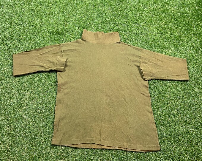 Vintage Plain Green Turtleneck Sweatshirt Sport King Size Large L Quality 1990's Oversized Comfy Great Fit Original 90s Pull Over