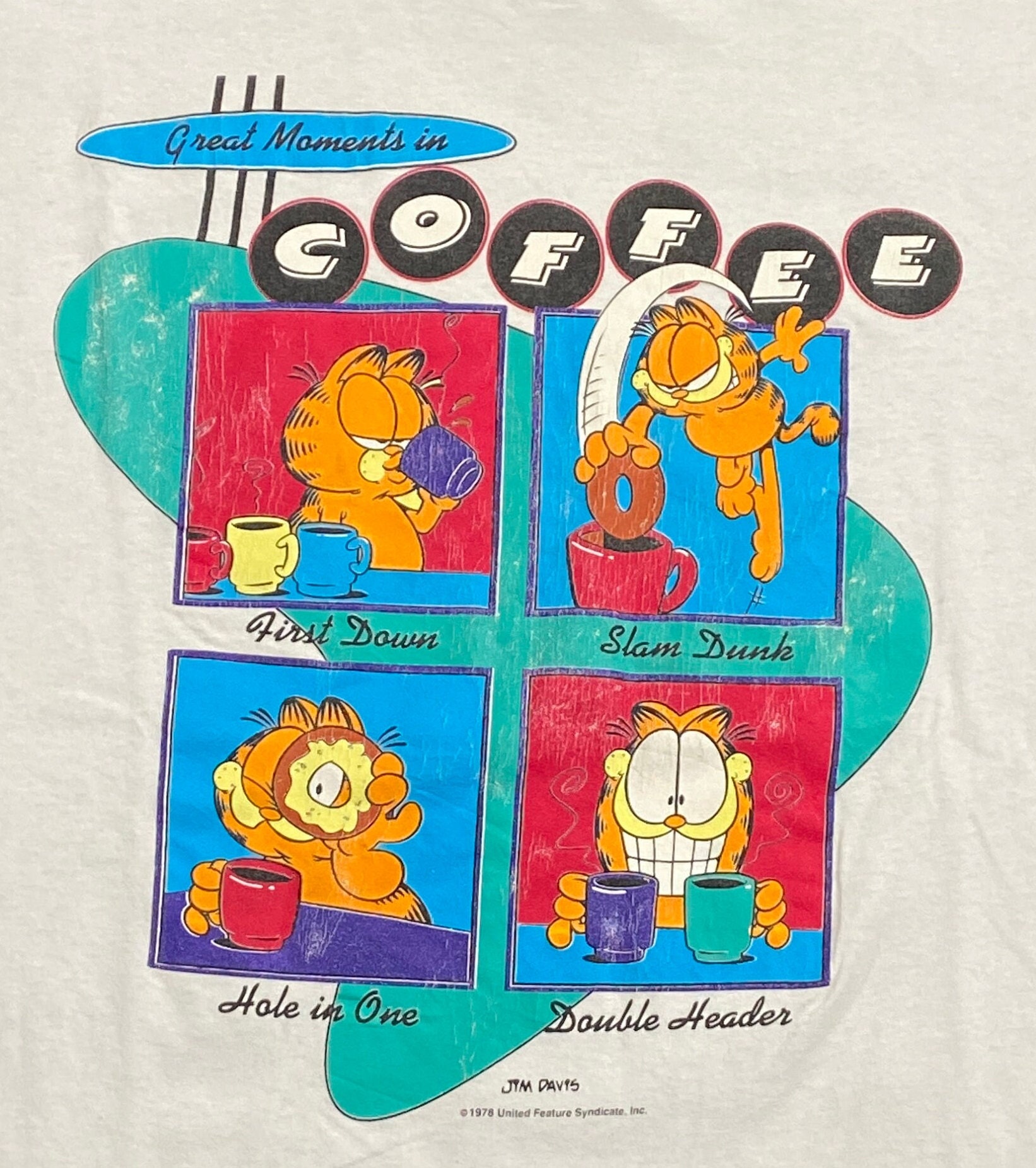 Discover Vintage Garfield T Shirt Tee Made USA Size Large L Jim Davis Classic Cartoon Animation 1980s 80s
