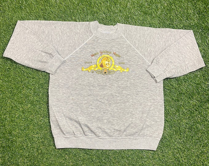 Vintage MGM Crewneck Sweatshirt Made USA Size Medium M Metro Goldwyn Mayer Film Television Cinema Lion 1990s 90s Pull Over Tri Blend