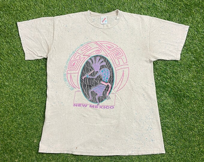 Vintage New Mexico T Shirt Tee Made USA Size Large L Santa Fe Taos Pueblo Taos County Sangre de Cristo Mountains 1990s 90s