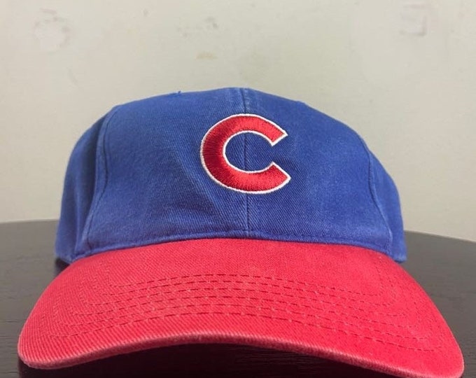 Vintage Chicago Cubs Strap Back Hat OSFA Wrigley Field National League MLB Baseball Illinois 1990s 90s