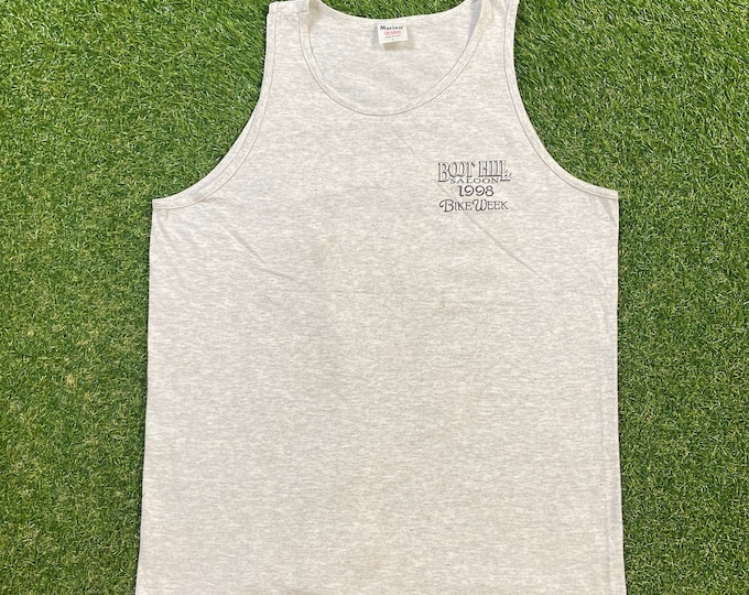 Vintage Boot Hill Saloon Daytona Beach Florida Tank Top Shirt Tee Size Large L Harley Davidson HOG 3D Eagle Motorcycle Truckers Biker 90s
