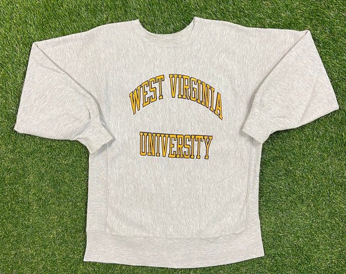 Vintage University of West Virginia Crewneck Sweatshirt Champion Reverse Weave Made USA Xtra Large XL Mountaineers WVU Ncaa College Football