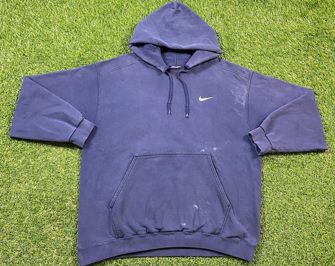 Vintage Nike Hoodie Sweatshirt Made USA Size Large L Just Do It Classic Air Jordan Nike Swoosh Check Logo Pull Over Oversized