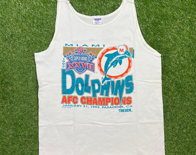 Vintage Miami Dolphins 1993 Super Bowl XXVll Tank Top Shirt Tee Trench Made USA Size Xtra Large XL NFL Football The 305 Florida 1990s 90s